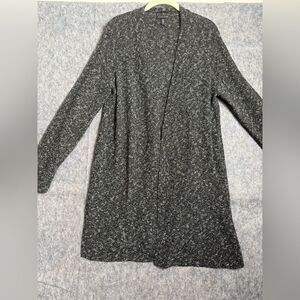 Eileen Fisher Cardigan Sweater Womens Medium Gray Knitted Long Sleeve Open Front